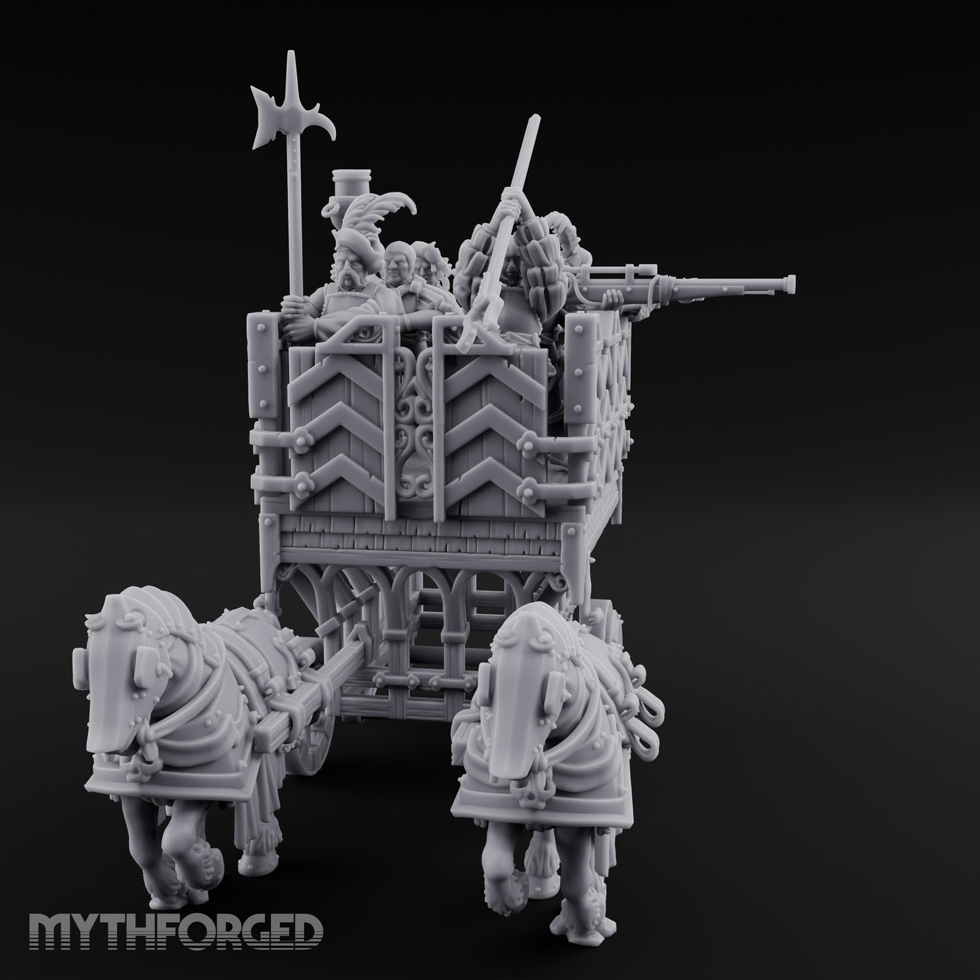 Canon Loaded Highland War Wagon Miniature for Dungeons and Dragons, Pathfinder or other TTRPGs