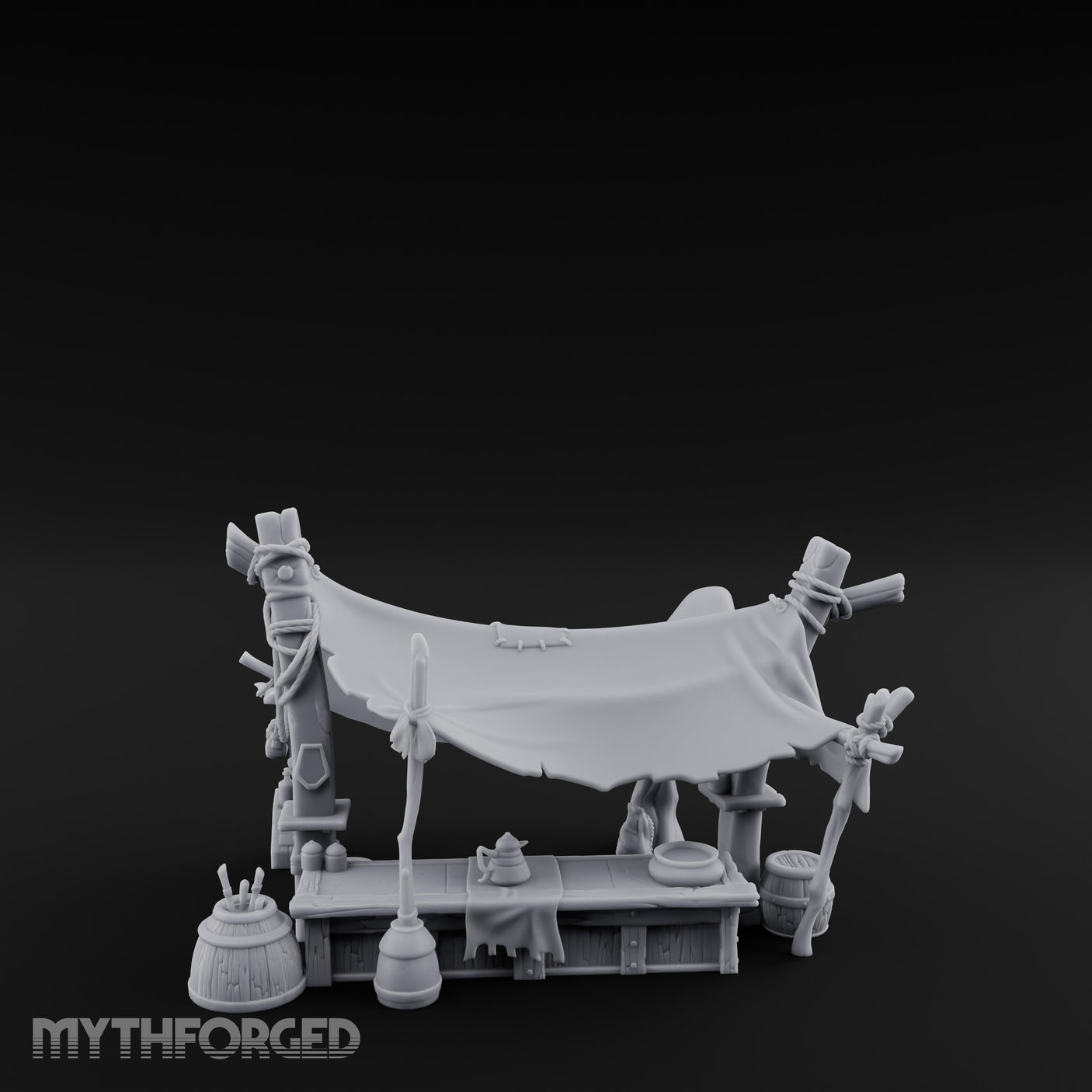 Canopy-Slung Bucket-Flanked Market Stall Counter gallery 1