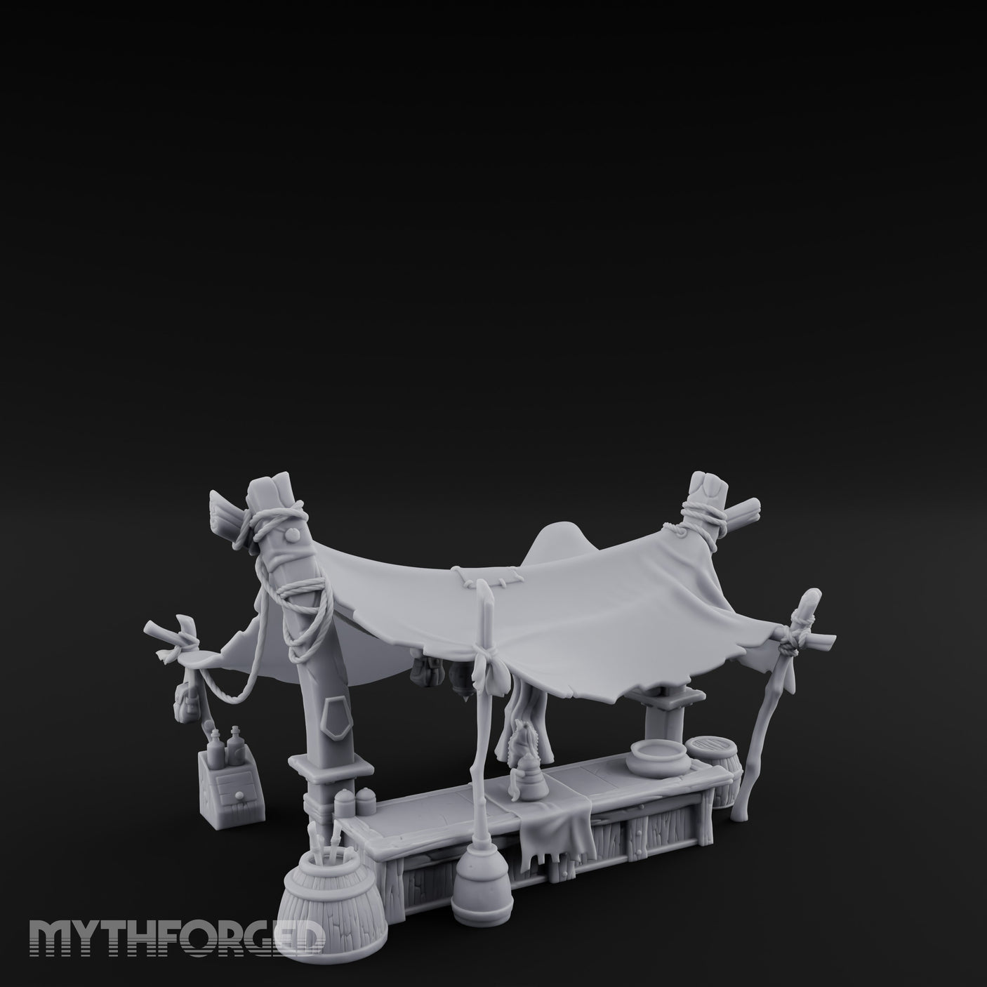 Canopy-Slung Bucket-Flanked Market Stall Counter gallery 2