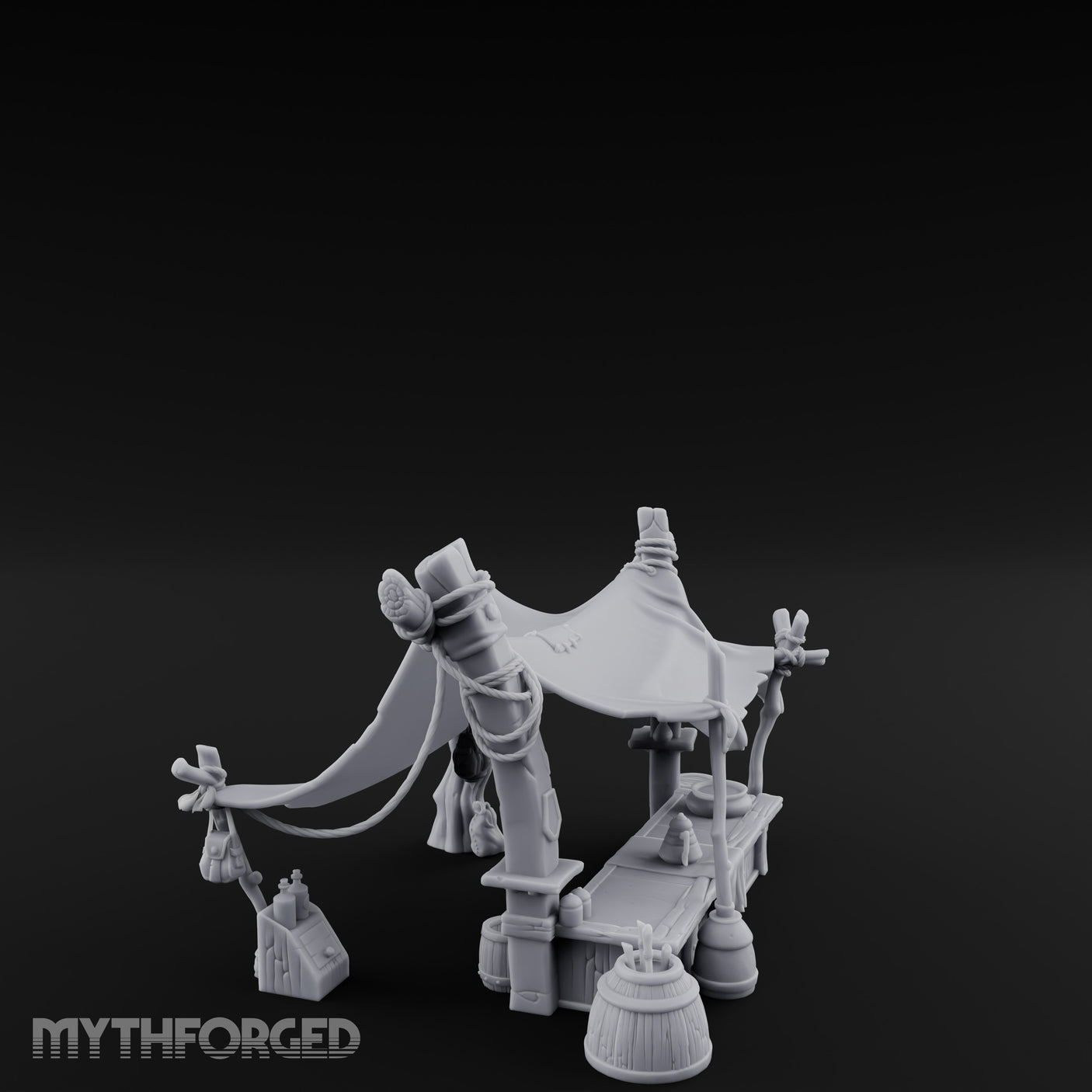 Canopy-Slung Bucket-Flanked Market Stall Counter gallery 3