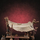 Canopy-Slung Bucket-Flanked Market Stall Counter — painted concept preview (miniature supplied unpainted)
