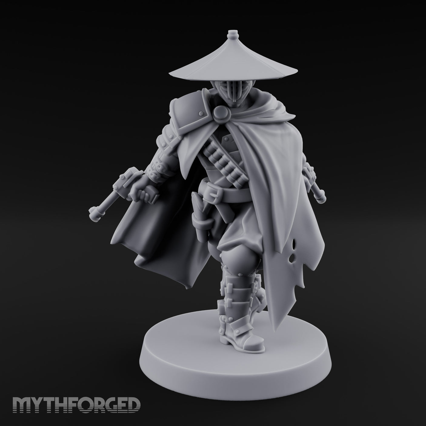 Cape Billowing Pistol Drawing Human Shogunate Sniper Miniature for Dungeons and Dragons, Pathfinder or other TTRPGs