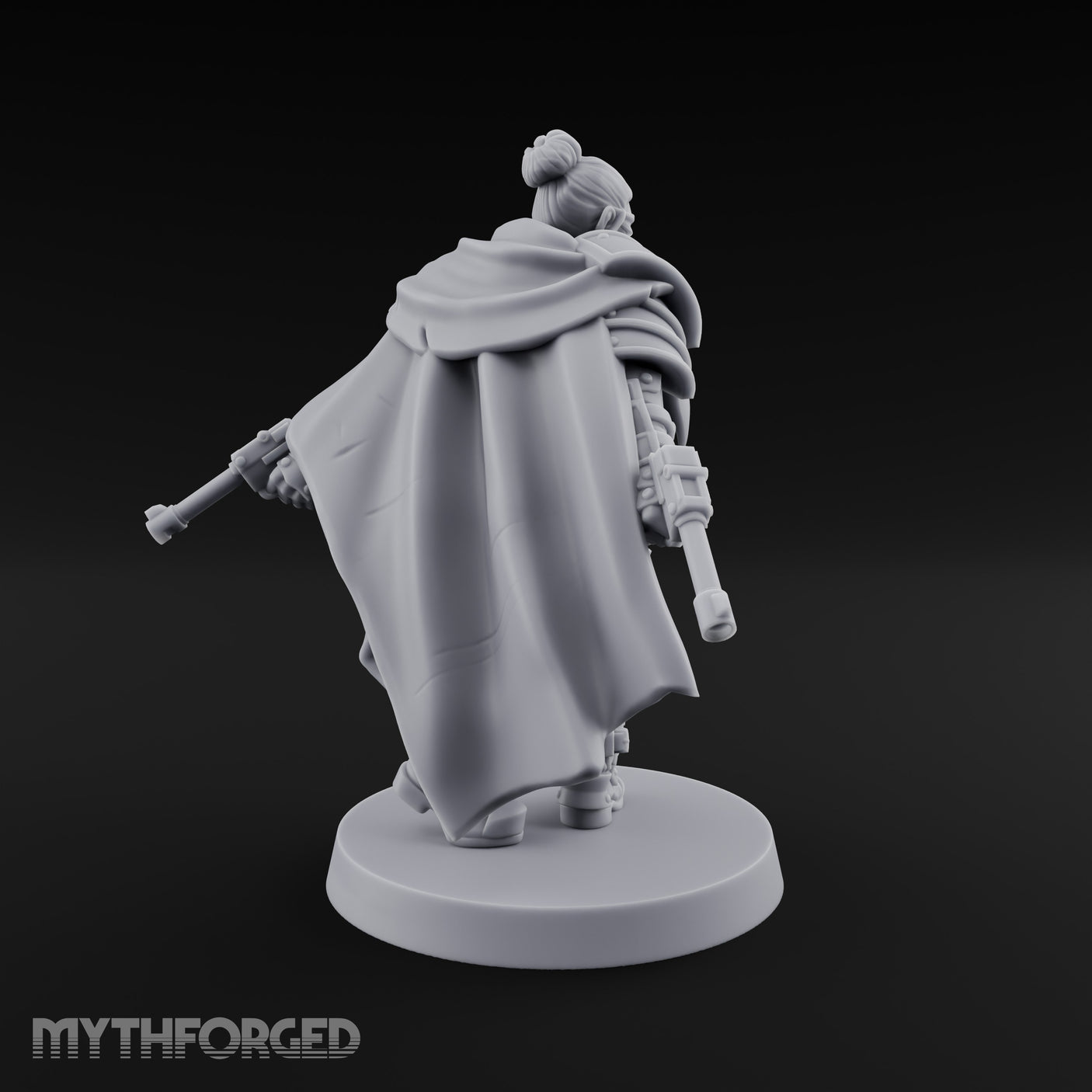 Cape Billowing Pistol Drawing Human Shogunate Sniper Miniature for Dungeons and Dragons, Pathfinder or other TTRPGs