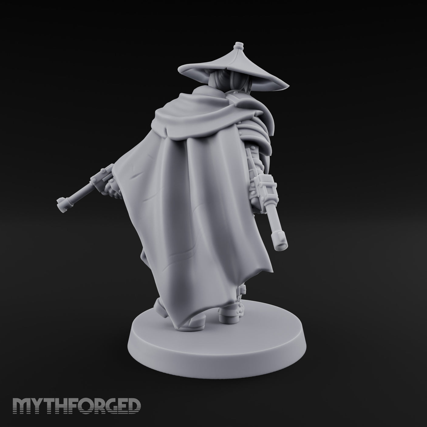 Cape Billowing Pistol Drawing Human Shogunate Sniper Miniature for Dungeons and Dragons, Pathfinder or other TTRPGs