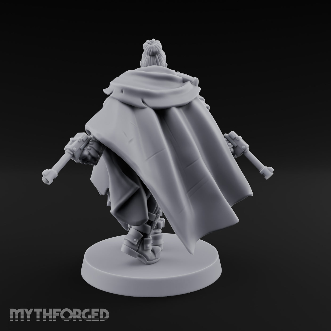Cape Billowing Pistol Drawing Human Shogunate Sniper Miniature for Dungeons and Dragons, Pathfinder or other TTRPGs