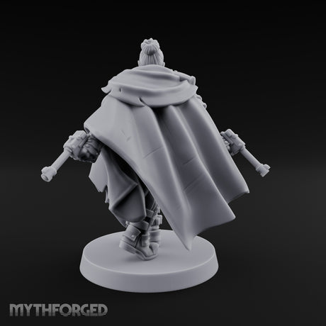 Cape Billowing Pistol Drawing Human Shogunate Sniper Miniature for Dungeons and Dragons, Pathfinder or other TTRPGs