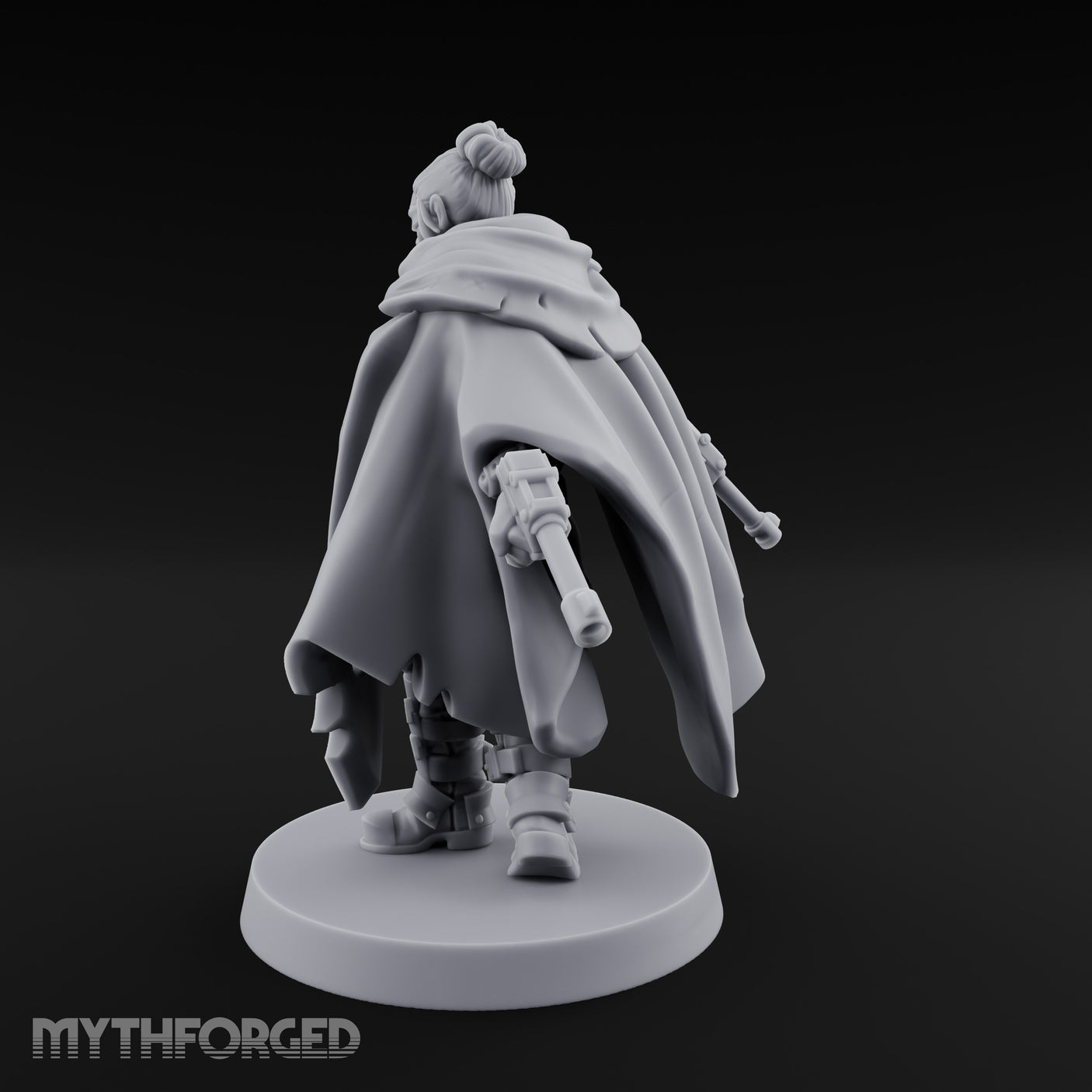 Cape Billowing Pistol Drawing Human Shogunate Sniper Miniature for Dungeons and Dragons, Pathfinder or other TTRPGs
