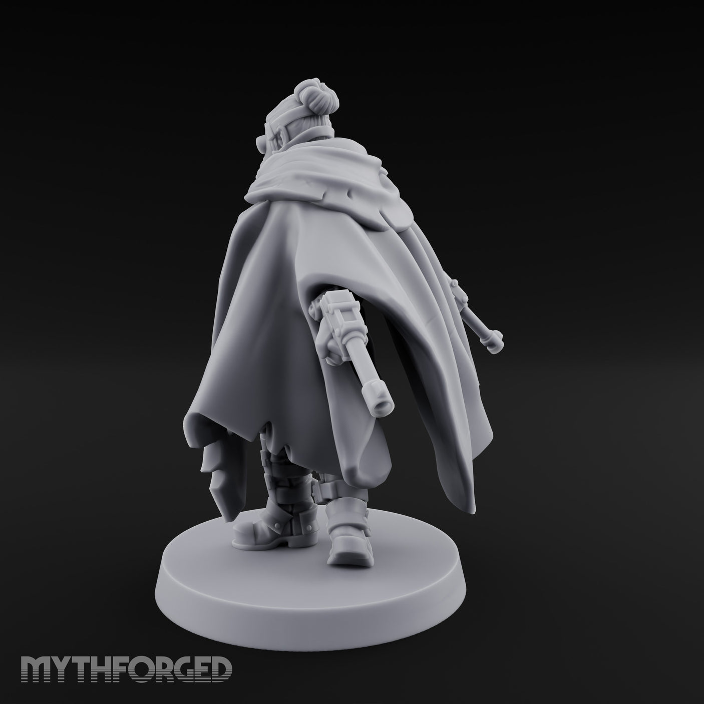 Cape Billowing Pistol Drawing Human Shogunate Sniper Miniature for Dungeons and Dragons, Pathfinder or other TTRPGs