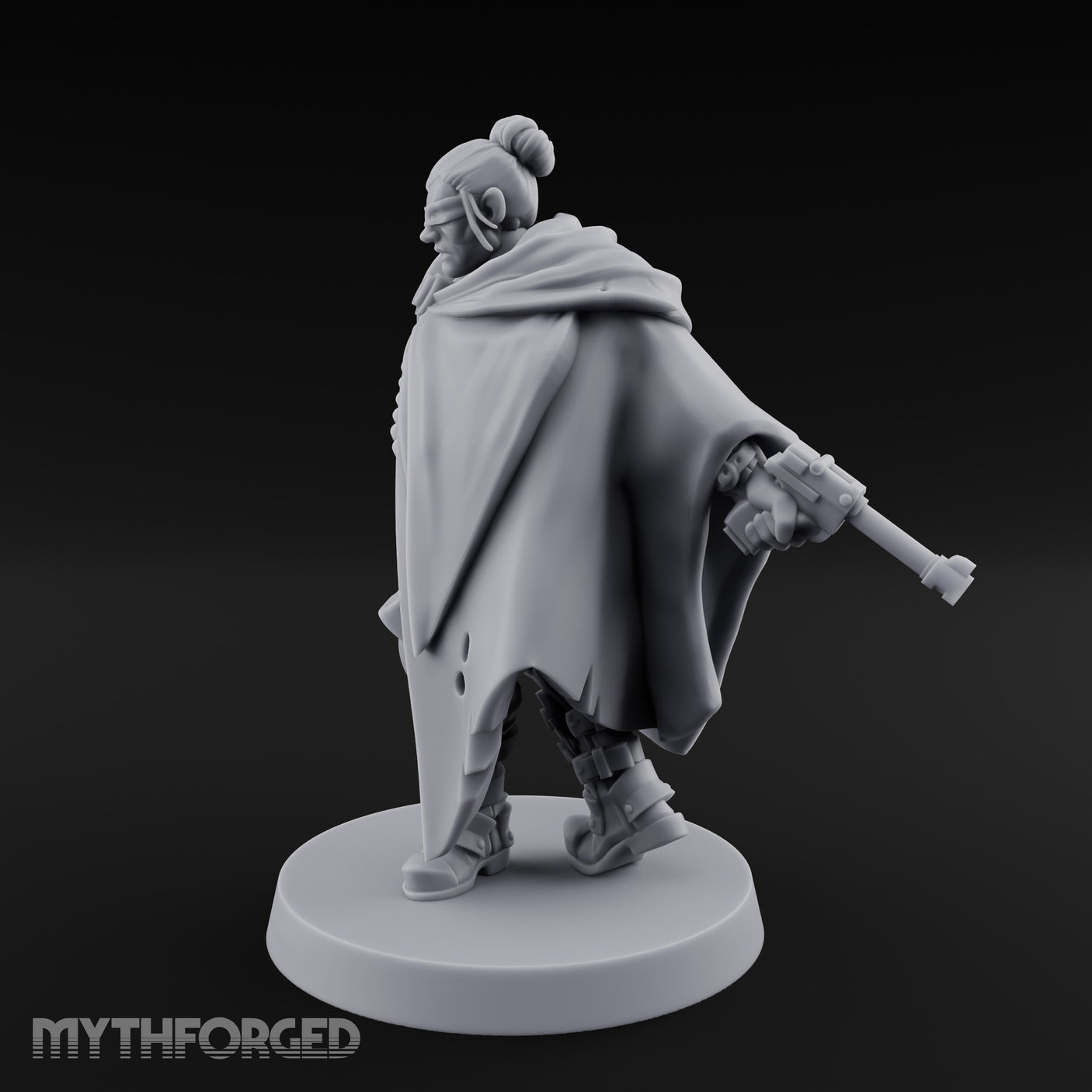 Cape Billowing Pistol Drawing Human Shogunate Sniper Miniature for Dungeons and Dragons, Pathfinder or other TTRPGs