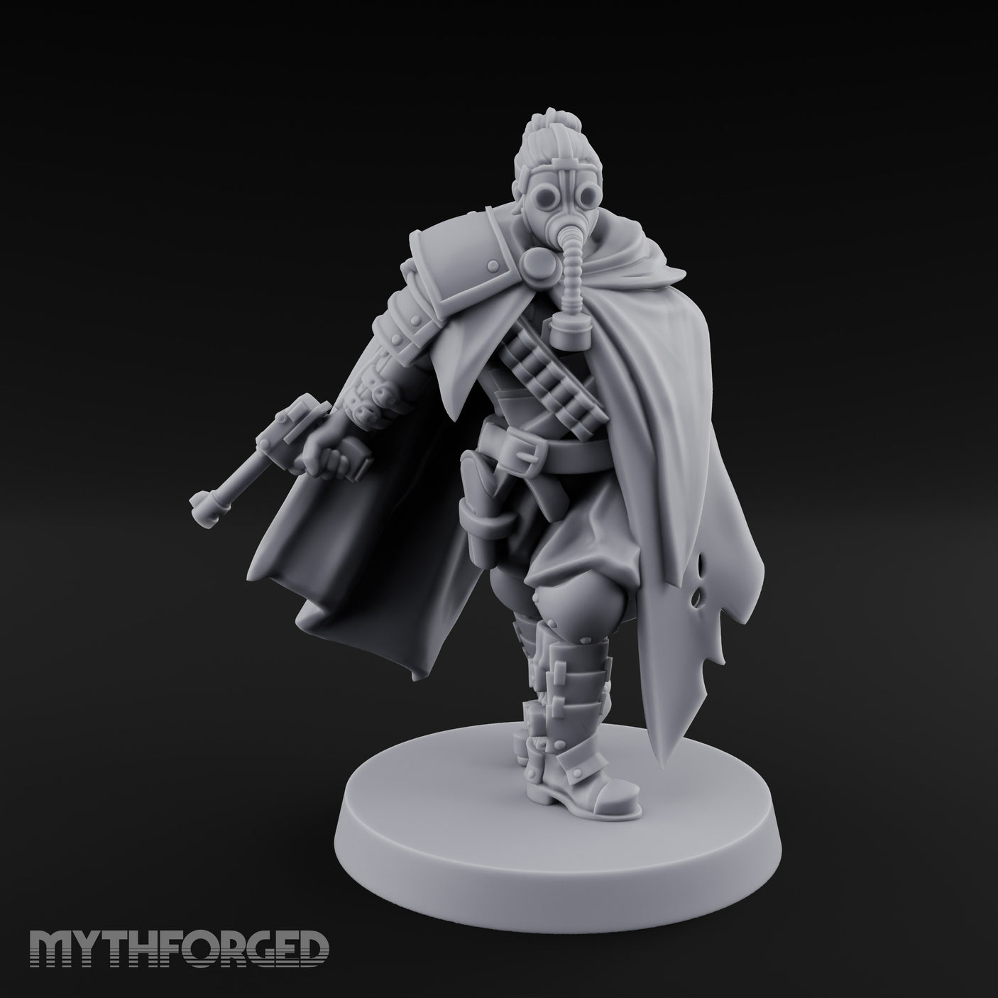 Cape Billowing Pistol Drawing Human Shogunate Sniper Miniature for Dungeons and Dragons, Pathfinder or other TTRPGs