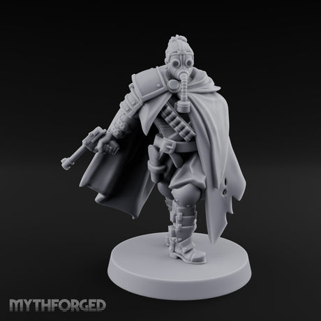 Cape Billowing Pistol Drawing Human Shogunate Sniper Miniature for Dungeons and Dragons, Pathfinder or other TTRPGs