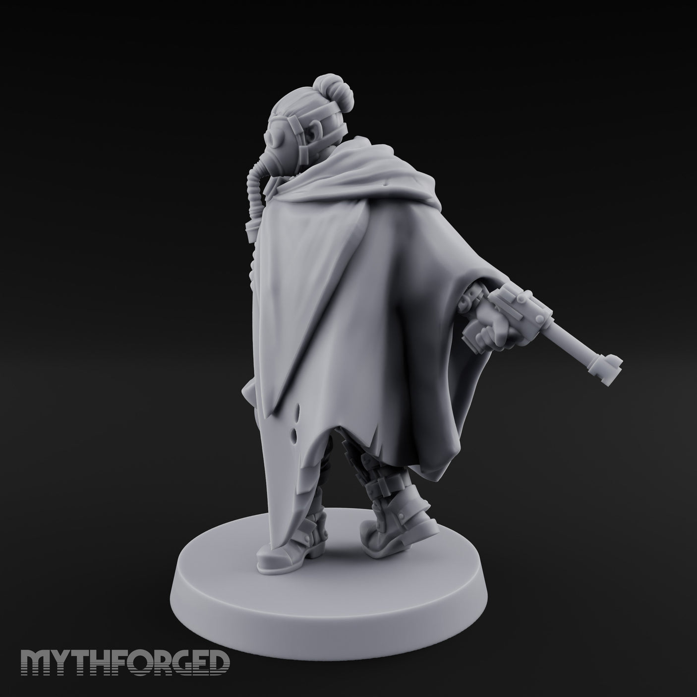 Cape Billowing Pistol Drawing Human Shogunate Sniper Miniature for Dungeons and Dragons, Pathfinder or other TTRPGs