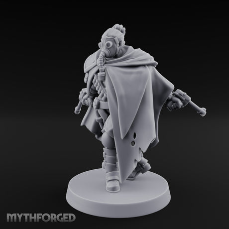 Cape Billowing Pistol Drawing Human Shogunate Sniper Miniature for Dungeons and Dragons, Pathfinder or other TTRPGs
