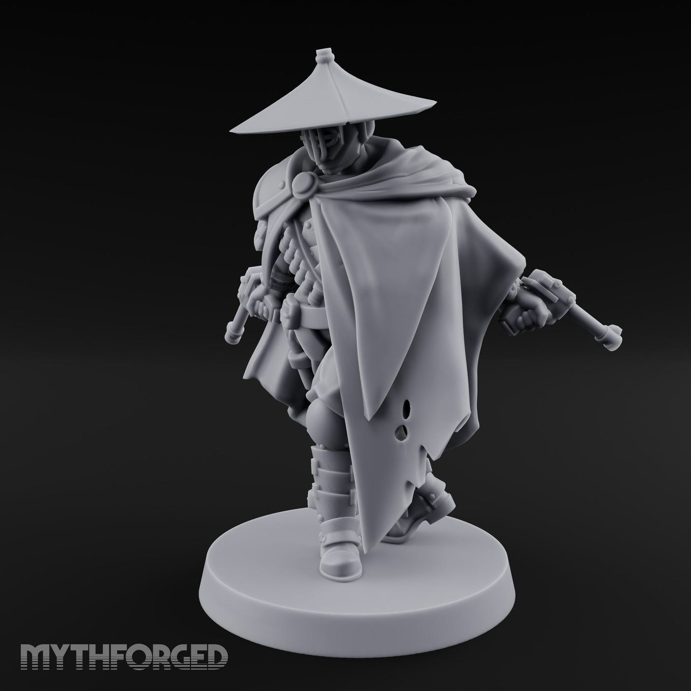 Cape Billowing Pistol Drawing Human Shogunate Sniper Miniature for Dungeons and Dragons, Pathfinder or other TTRPGs