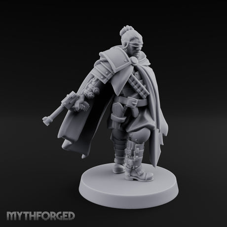 Cape Billowing Pistol Drawing Human Shogunate Sniper Miniature for Dungeons and Dragons, Pathfinder or other TTRPGs