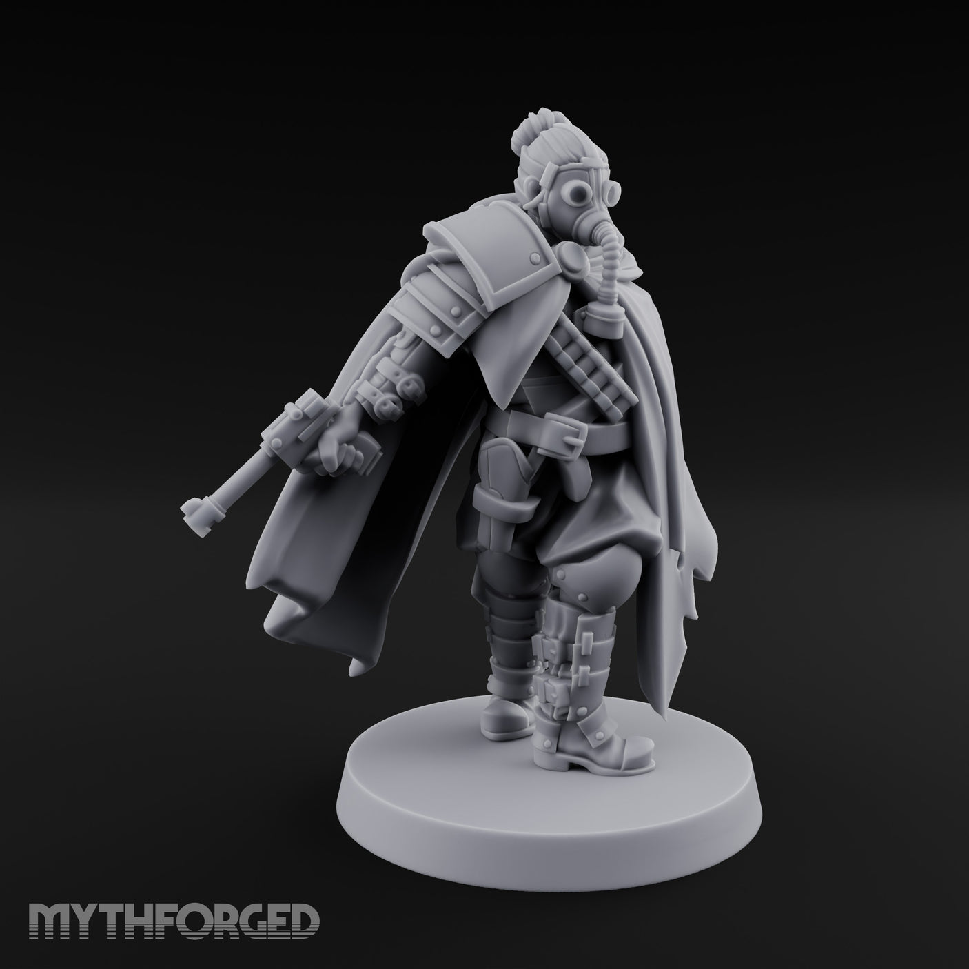 Cape Billowing Pistol Drawing Human Shogunate Sniper Miniature for Dungeons and Dragons, Pathfinder or other TTRPGs