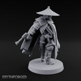 Cape Billowing Pistol Drawing Human Shogunate Sniper Miniature for Dungeons and Dragons, Pathfinder or other TTRPGs