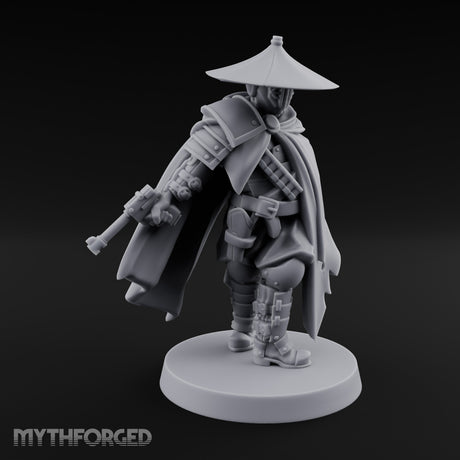 Cape Billowing Pistol Drawing Human Shogunate Sniper Miniature for Dungeons and Dragons, Pathfinder or other TTRPGs