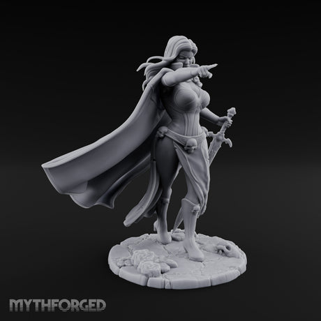 Cape Billowing Sword Trailing Human Necromancer Miniature for Dungeons and Dragons, Pathfinder or other TTRPGs