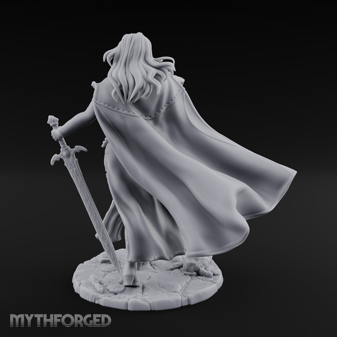 Cape Billowing Sword Trailing Human Necromancer Miniature for Dungeons and Dragons, Pathfinder or other TTRPGs