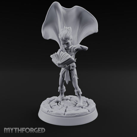 Cape Billowing Tome Reading Child Wizard Miniature for Dungeons and Dragons, Pathfinder or other TTRPGs