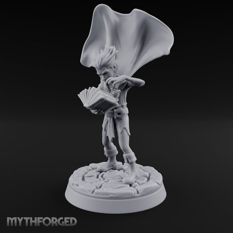 Cape Billowing Tome Reading Child Wizard Miniature for Dungeons and Dragons, Pathfinder or other TTRPGs