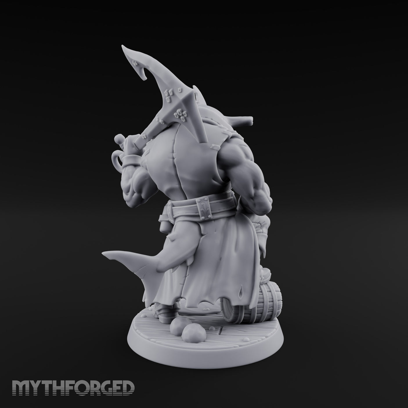 Anchor at the Ready Sharkfolk Pirate Captain Miniature for Dungeons and Dragons, Pathfinder or other TTRPGs