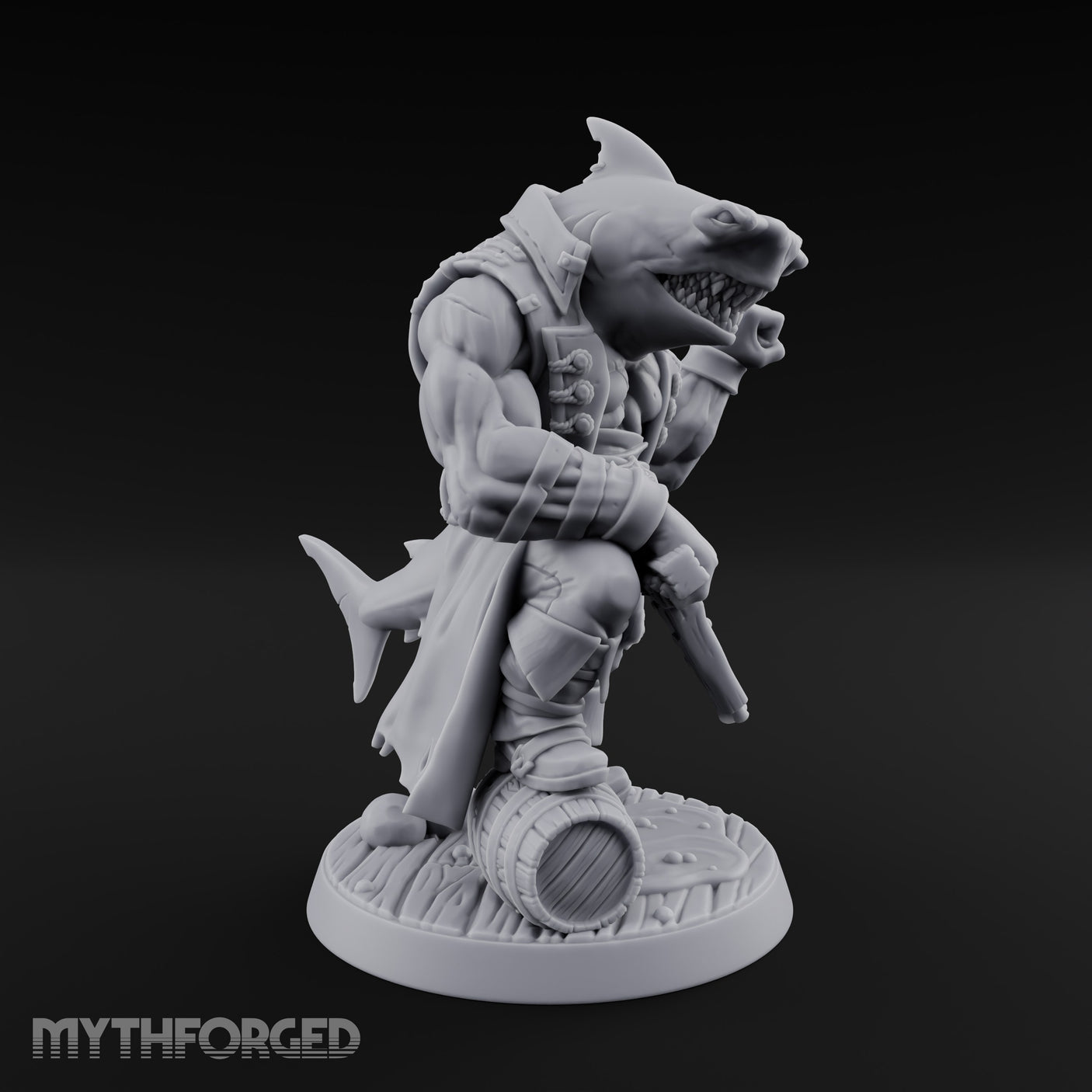 Anchor at the Ready Sharkfolk Pirate Captain Miniature for Dungeons and Dragons, Pathfinder or other TTRPGs