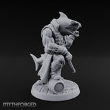 Anchor at the Ready Sharkfolk Pirate Captain Miniature for Dungeons and Dragons, Pathfinder or other TTRPGs