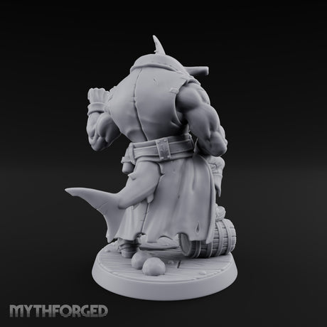 Anchor at the Ready Sharkfolk Pirate Captain Miniature for Dungeons and Dragons, Pathfinder or other TTRPGs