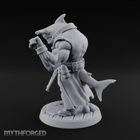 Anchor at the Ready Sharkfolk Pirate Captain Miniature for Dungeons and Dragons, Pathfinder or other TTRPGs