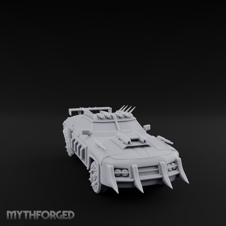 Quad-Cannon Fanged Wasteland Assault Cruiser Miniature for Dungeons and Dragons, Pathfinder or other TTRPGs
