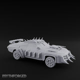 Quad-Cannon Fanged Wasteland Assault Cruiser Miniature for Dungeons and Dragons, Pathfinder or other TTRPGs