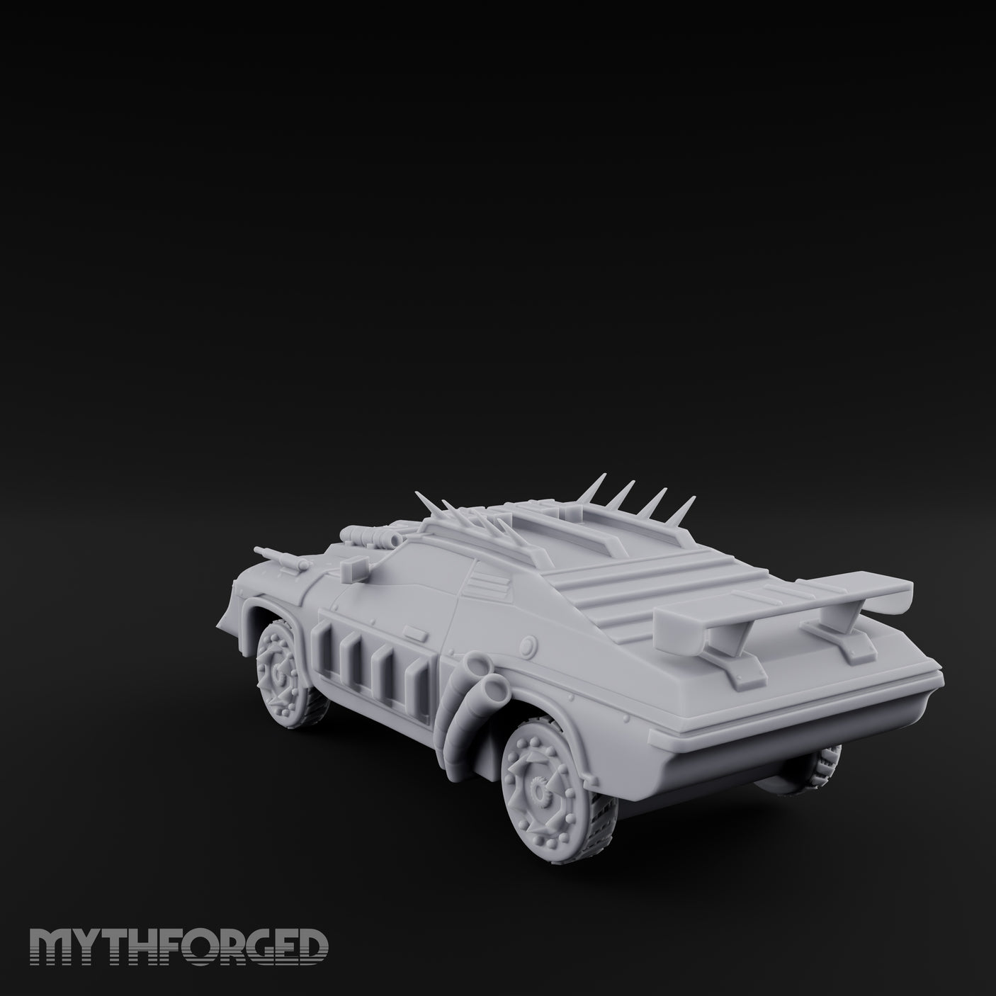 Quad-Cannon Fanged Wasteland Assault Cruiser Miniature for Dungeons and Dragons, Pathfinder or other TTRPGs