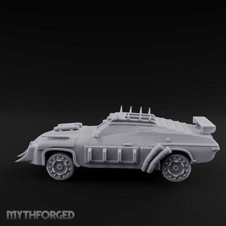 Quad-Cannon Fanged Wasteland Assault Cruiser Miniature for Dungeons and Dragons, Pathfinder or other TTRPGs