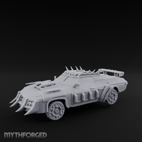 Quad-Cannon Fanged Wasteland Assault Cruiser Miniature for Dungeons and Dragons, Pathfinder or other TTRPGs