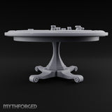 Stakes Stacked, Chairs Pushed Back Wooden Game Table A
