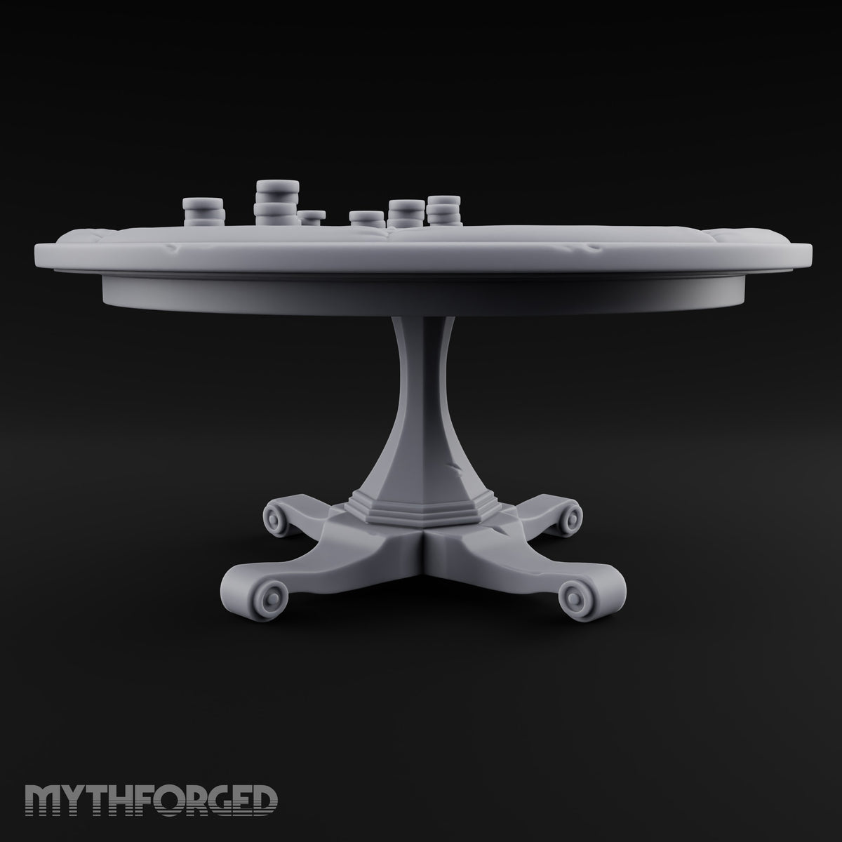 Stakes Stacked, Chairs Pushed Back Wooden Game Table A