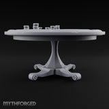 Stakes Stacked, Chairs Pushed Back Wooden Game Table A