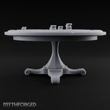 Stakes Stacked, Chairs Pushed Back Wooden Game Table A