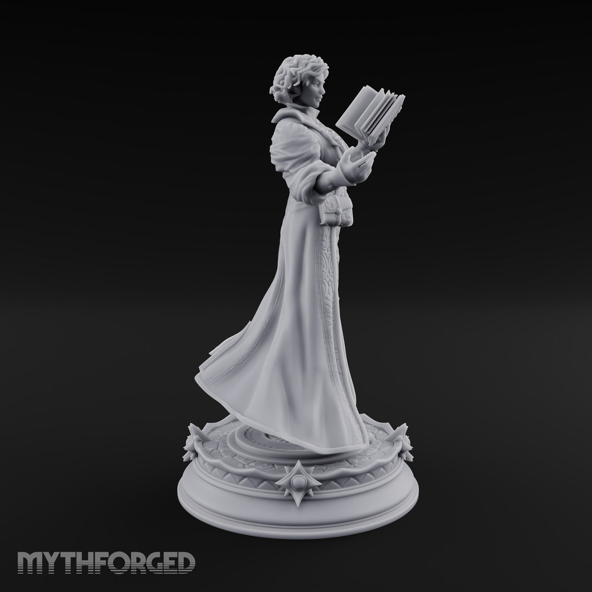 Quoting Chapter and Verse Human Wizard with Spellbook and Long Embroidered Coat
