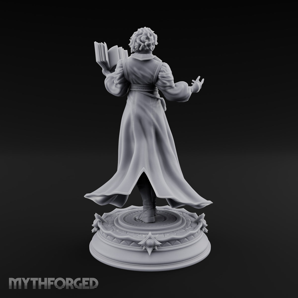 Quoting Chapter and Verse Human Wizard with Spellbook and Long Embroidered Coat