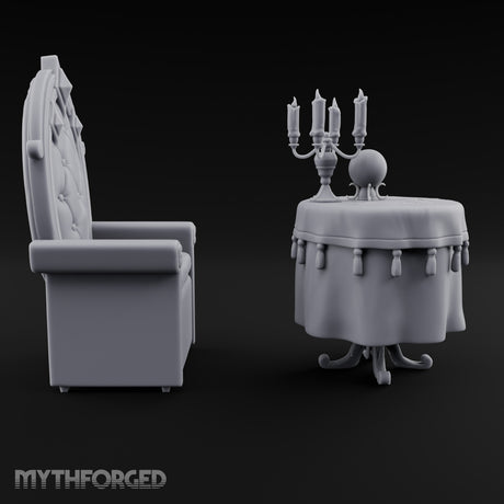 Tassels Swaying, Candles Guttering Ornate Fortune Teller Furniture Set