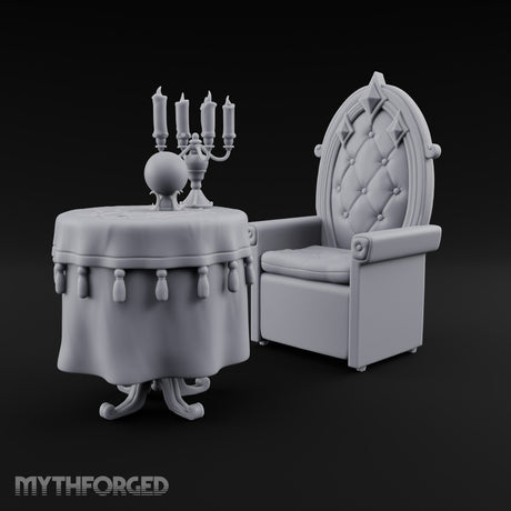 Tassels Swaying, Candles Guttering Ornate Fortune Teller Furniture Set