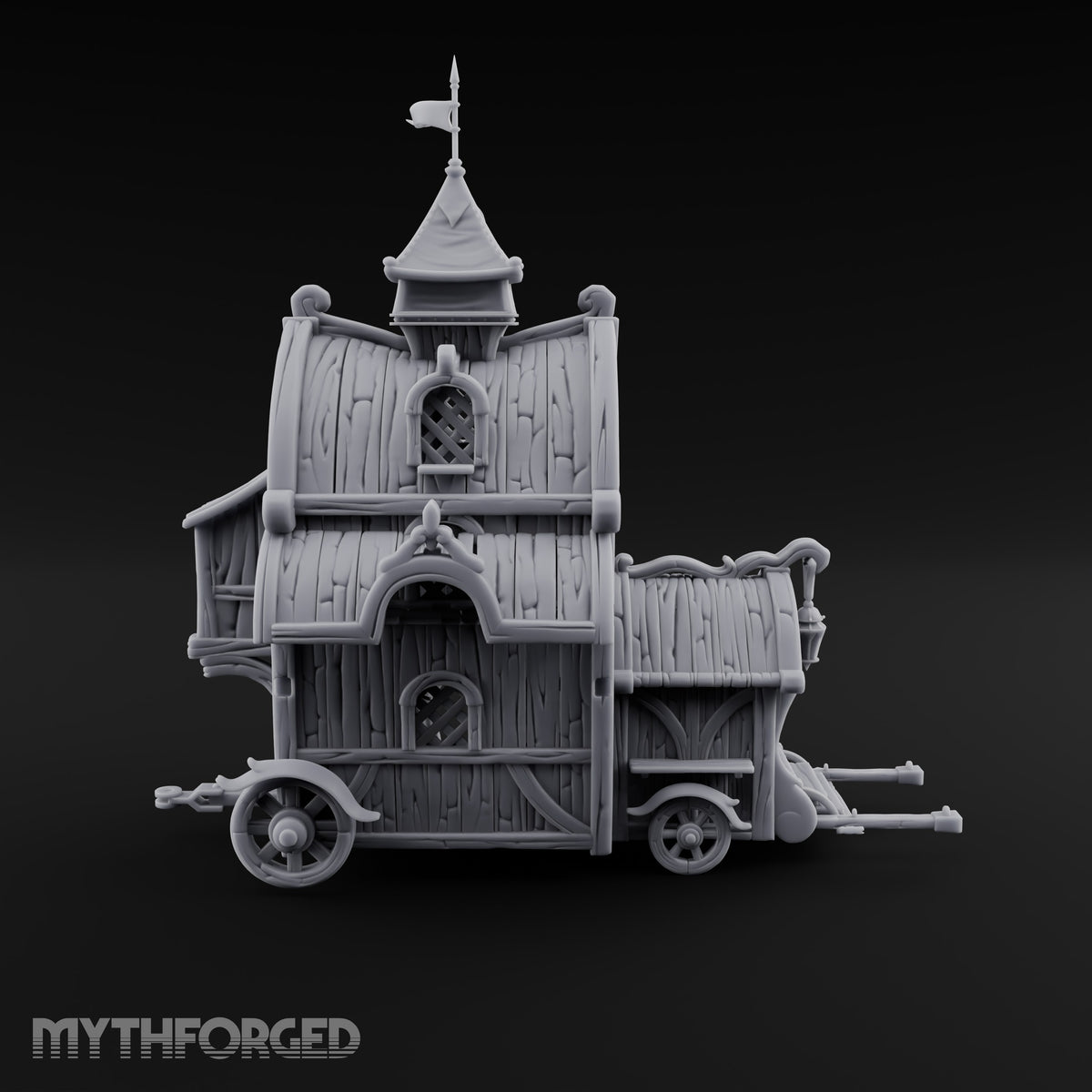 Pulled Rabbits Wooden Carnival Magician Wagon