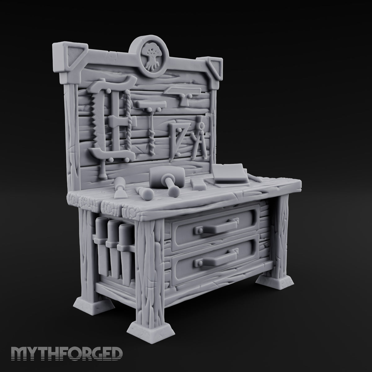 Tools Hung, Mallet Dropped Wooden Carpenter Workbench