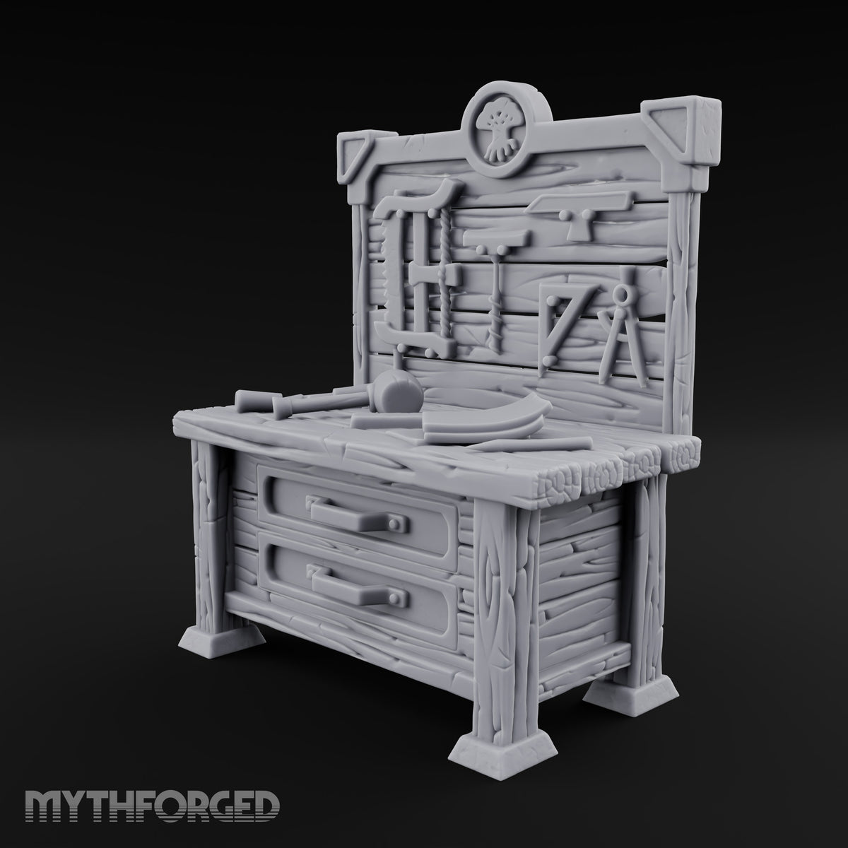 Tools Hung, Mallet Dropped Wooden Carpenter Workbench