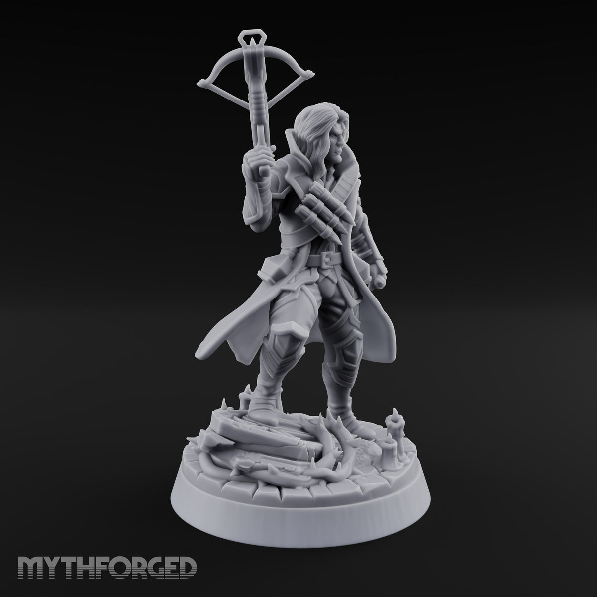 Crossbow at the Ready Human Vampire Hunter Miniature for Dungeons and Dragons, Pathfinder or other TTRPGs