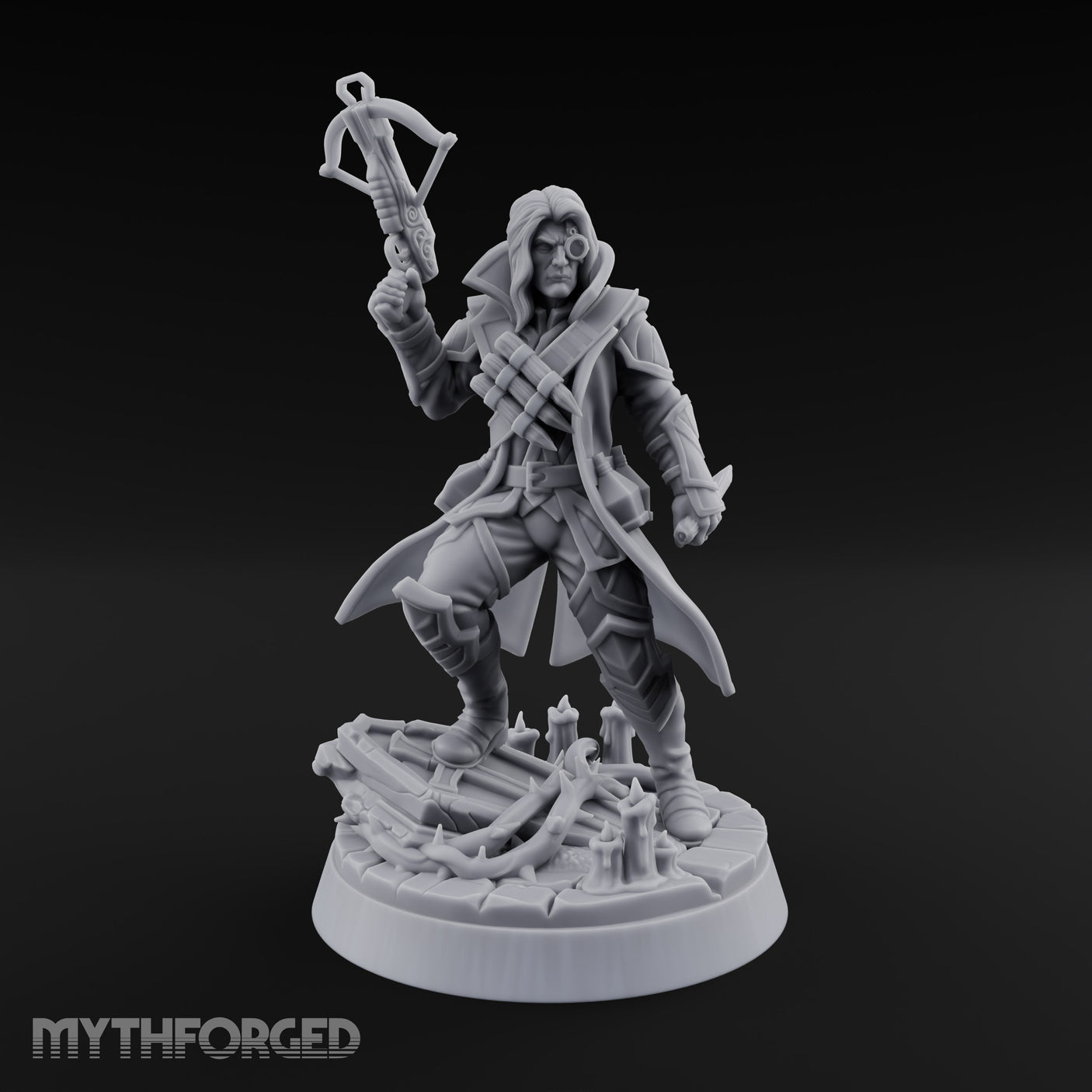 Crossbow at the Ready Human Vampire Hunter Miniature for Dungeons and Dragons, Pathfinder or other TTRPGs