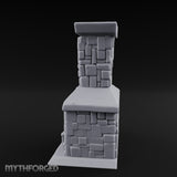 Cauldron-Hung Grate-Fronted Stone Hearth Fireplace Miniature for Dungeons and Dragons, Pathfinder or other TTRPGs